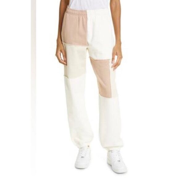 Melody Ehsani Gender Inclusive Patchwork hoodie and Sweatpants in Warm Taupe - Picture 3 of 12